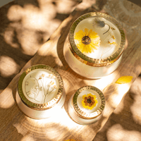 Honey Tobacco Pressed Flower Candle - Medium - Sesen Skin Body Wellness